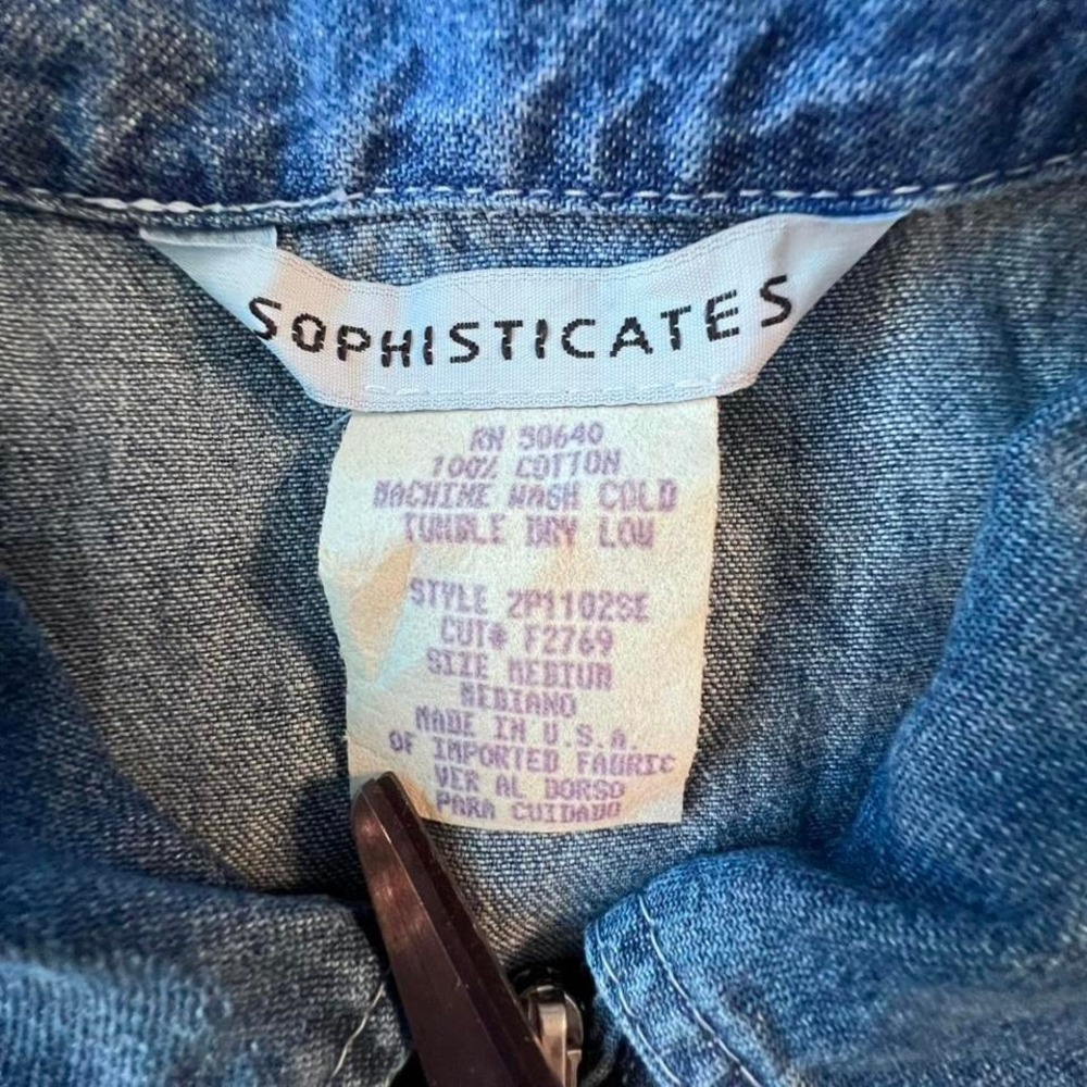 Sophisticates vintage y2k blue denim zip-up vest women's size medium NWT - Picture 7 of 8